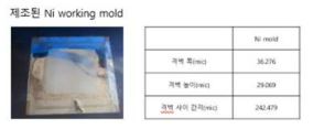 Ni working mold 실사진과 3D 현미경 분석 결과