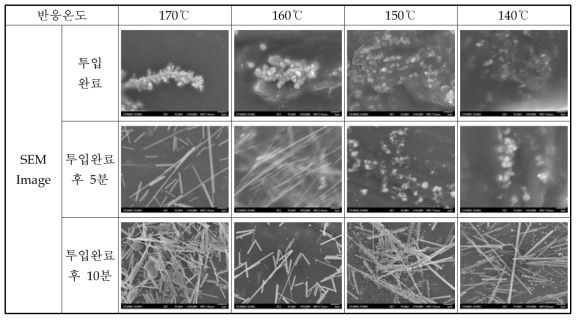 반응온도에 따른 Ag 입자 모양 변화