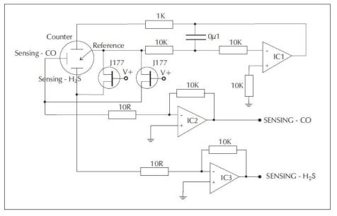 CO & H2S Dual gas sensor의 기본 구동회로도