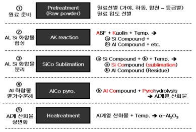 국산 고령토로부터 알루미나 합성기술 기본공정