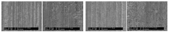 가공성 평가 후, 피식재의 표면 주사전자현미경(SEM) 관찰 결과