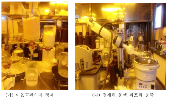 나프탈렌 메탄올의 이온교환수지를 통한 정제 및 과포화 농축