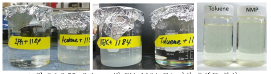 Solvent 별 PN-1184 모노머의 용해도 분석