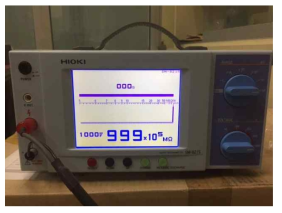 소재 저항 측정 결과(>1014Ω)