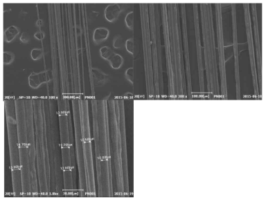 Mono filament 방사 MGF섬유의 SEM 사진