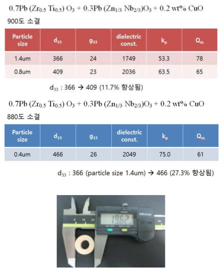 PTCR소자의 직경측정 모습