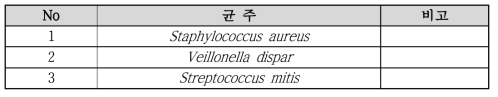 오염물질(미생물 gDNA) 시험에 사용된 미생물