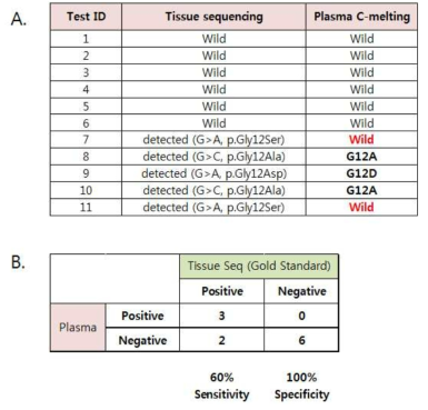 조직과 혈액에서 KRAS codon 12 돌연변이의 검출 비교