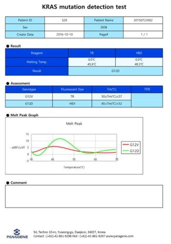 KRAS G12D가 검출된 임상샘플