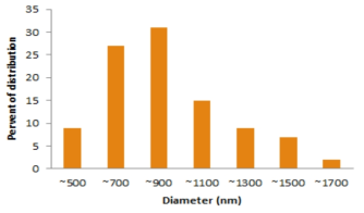 10 wt%, 20 kV, 15 cm, 0.5 ml/h 조건에서 방사한 나노섬유 직경분석