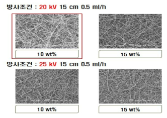 점도 : 108,000 cP PAA/DMAc + Acetone 희석 방사 후 SEM 이미지 분석