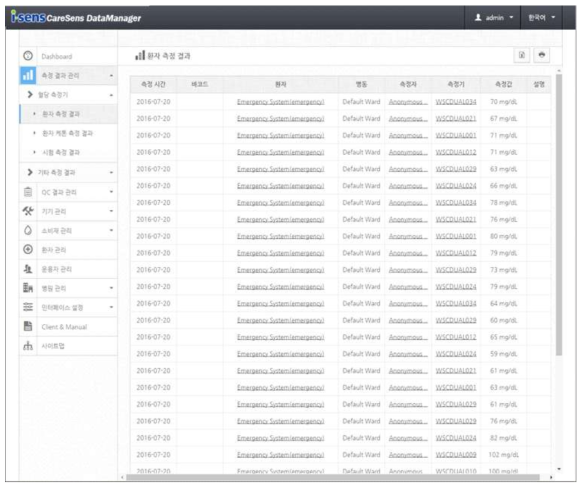 User Interface 내용 (혈당 관리 부분)