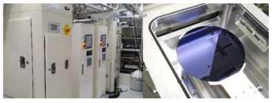 8인치 증착용 CVD 장비 사진 (좌) 및 대면적 샘플 사진 (우)