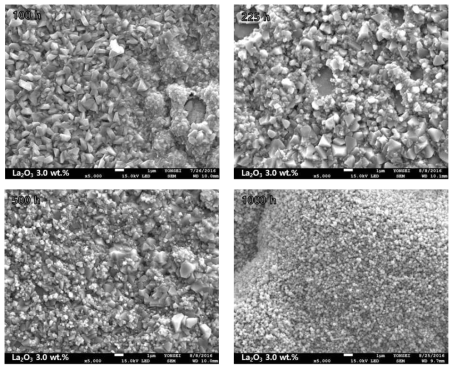 La2O3 3.0 wt.% 첨가된 시편의 시간대별 산화물 형상