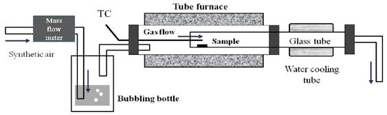 실험에 사용한 tube furnace 개략도.