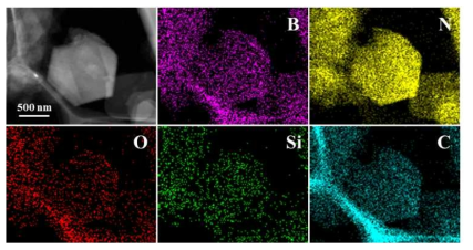 표면처리 이후, BN의 TEM 원소 mapping 결과