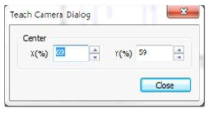 카메라 위치 고정위한 프로그램 설정 창 : Tools/camera/teaching