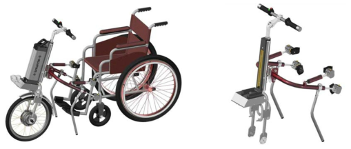 휴대성 용이, 전장물 간소화된 휠체어 결합형 외발전기자전거
