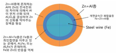 Zn-5%Al도금강선의 부식방지기구