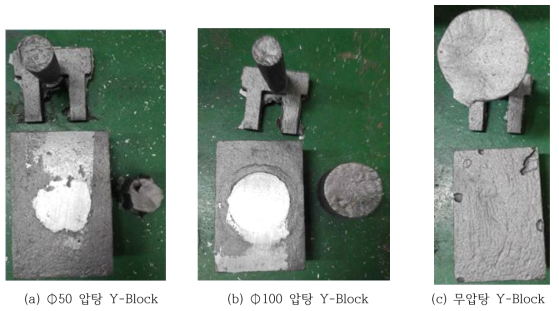 절단작업이 완료된 Y-Block 제품
