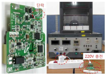 이차전지 충전기의 완전 단락 상황