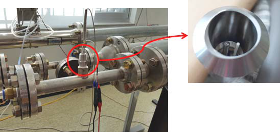 RTD 센서를 이용한 열식 질량 유량의 기초시험 사진