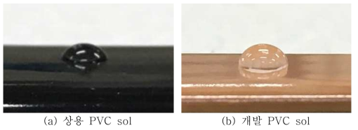 PVC sol 코팅표면 증류수 drop 후 사진