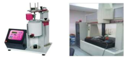 (좌)소재 물성(수지 유동성) 측정 장비, (우)시제품 정밀도(3차원 형상) 평가 장비