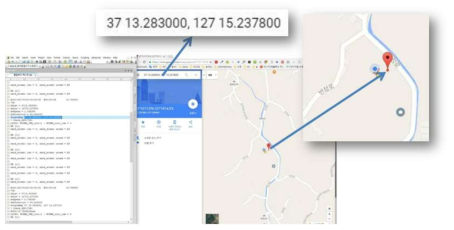 측정된 GPS 신호의 분석과 구글지도에서의 결과 확인