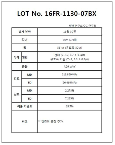 지지체 제공시 COA