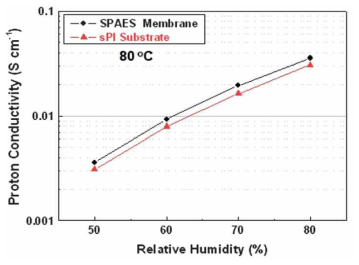 친수성 세라믹 지지체의 수소이온전도도
