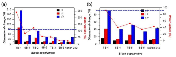 멀티블록 공중합체의 물흡수율과 치수변화도-1