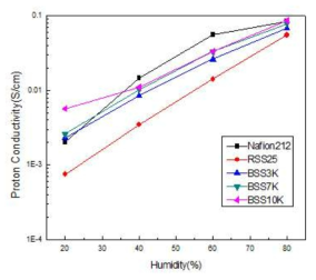 습도에 따른 수소이온전도도