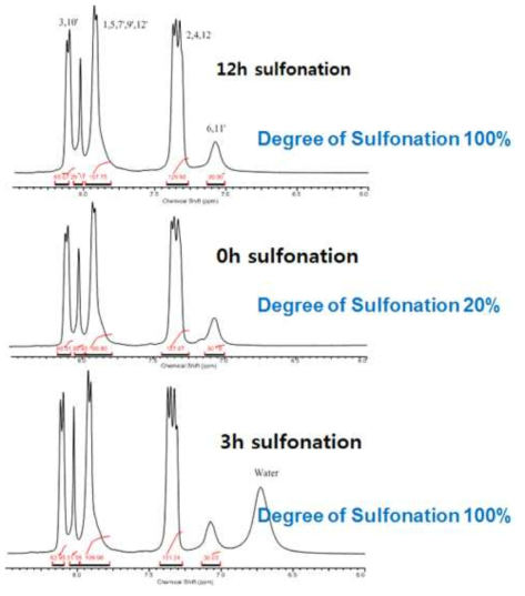 시간에 따른 술폰화 NMR분석
