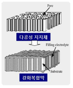 다공성 지지체를 사용한 강화복합막 개요도