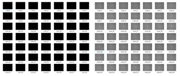 Ultra Hi-배리어 필름(A사)의 결함 촬영 이미지 (좌) 형광 모드 (우) 광학 모드