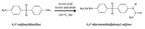 중간 생성물 4,4‘-diacetamidodiphenyl sulfone 합성.