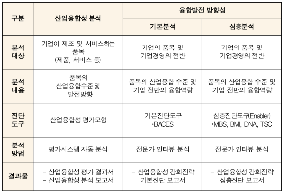 융합발전 방향분석을 위한 단계별 수행내용