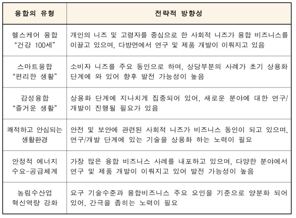 융합 유형별 전략적 방향성