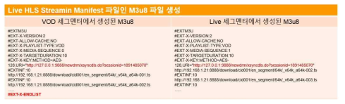 VOD와 Live 스트림 Manifest의 차이