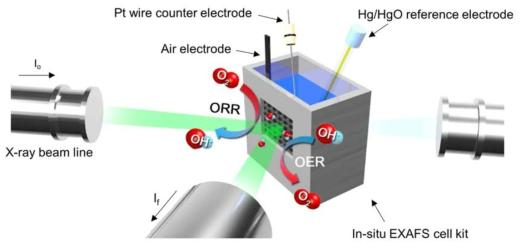 In-situ XAS 전기화학 셀의 모식도