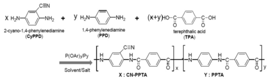 인산화반응에 의한 CYPPD/PPD 공중합체 중합 경로.