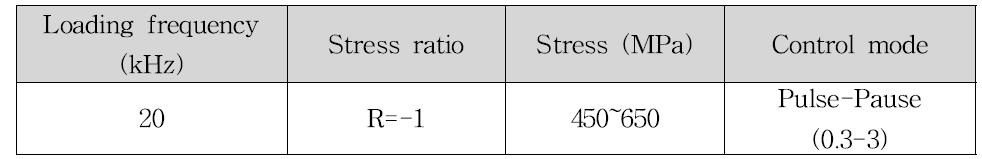 초음파 피로 시험 조건