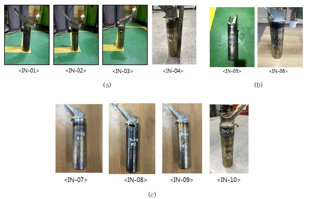 ISM NiTi 용해 잉곳 (a) 1차 (b) 2차 (c) 3차