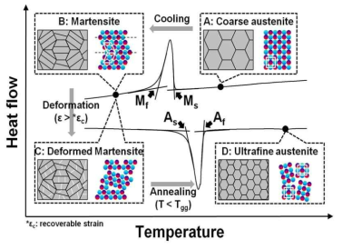 NiTi합금 결정립 초미세립화를 위한 신공정의 개념도.