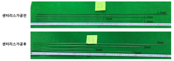 VG-4 샘플에 대한 2.0mm 및 1.0mm급 인발시험 결과