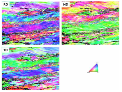 1mm급 CoCr합금 튜브의 EBSD분석결과