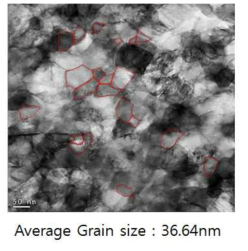 NiTi합금 튜브의 TEM사진(결정립 측정)