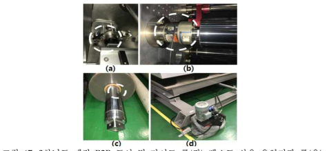 3차년도 제작 R2R 도어 및 가이드 롤(좌) 테스트 사용 유연기판 롤(우)