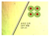 70 um 광섬유를 4가닥으로 묶을 경우 크기는 170 um 코어간 간격 최대값은 119 um.